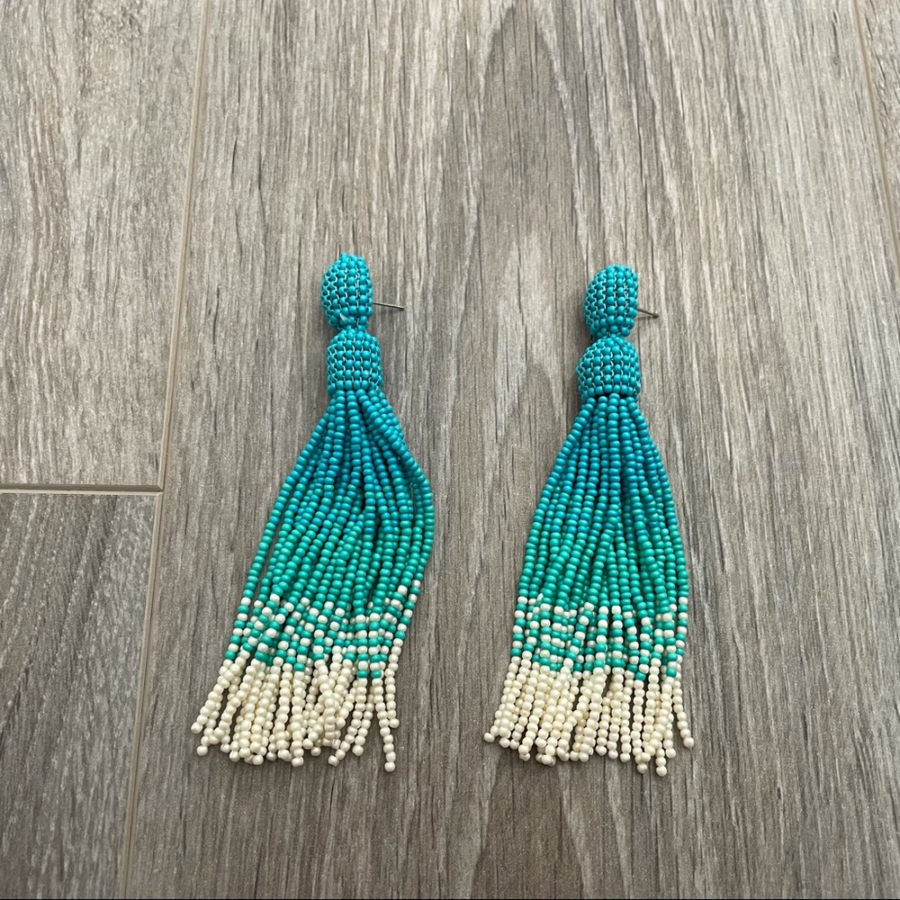 Blue and White Chunky Long earrings